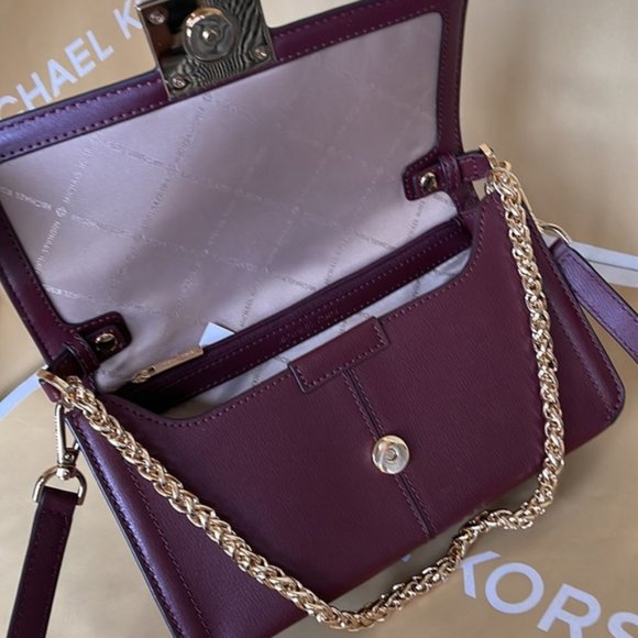 Michael Kors Sonia Medium Leather Shoulder Bag Merlot - Picture 8 of 16